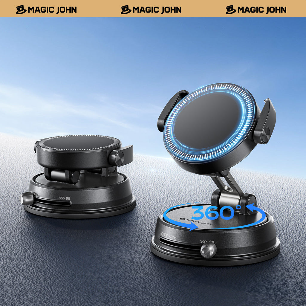 MAGIC JOHN 360° Adjustable Clip-On Car Magnetic Phone Holder