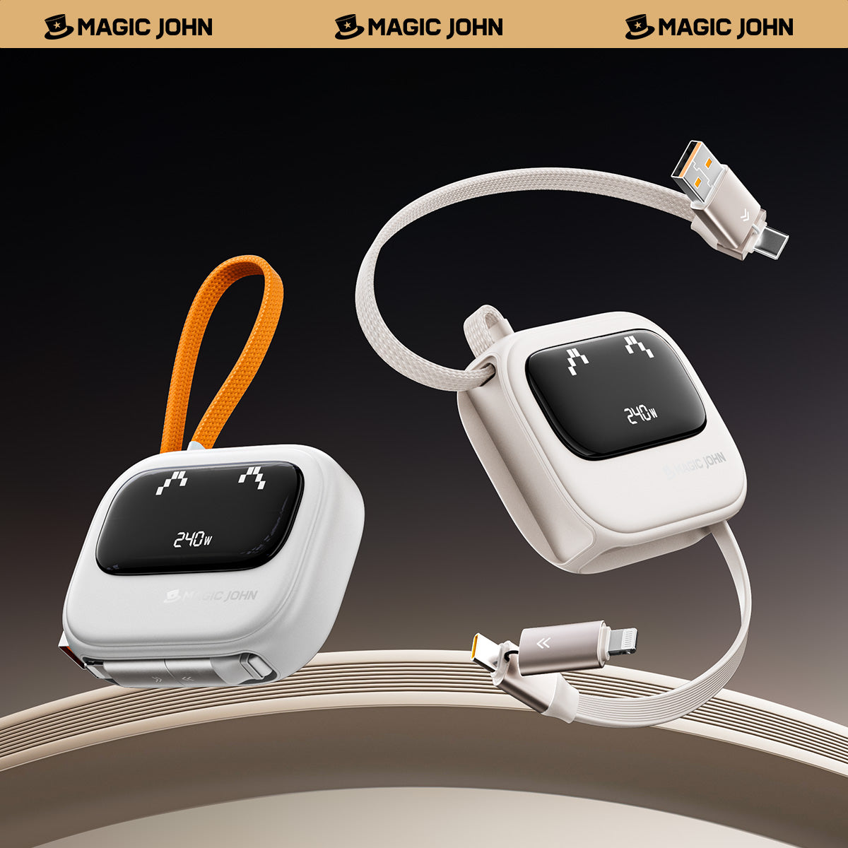 MAGIC JOHN 4-in-1 Retractable 240W Fast Charging Cable