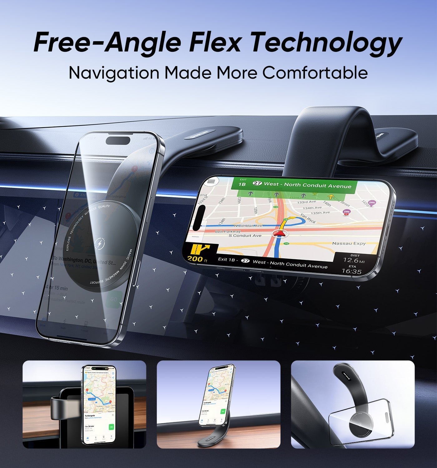 MAGIC JOHN Magnetic Car Mount with Wireless Charging