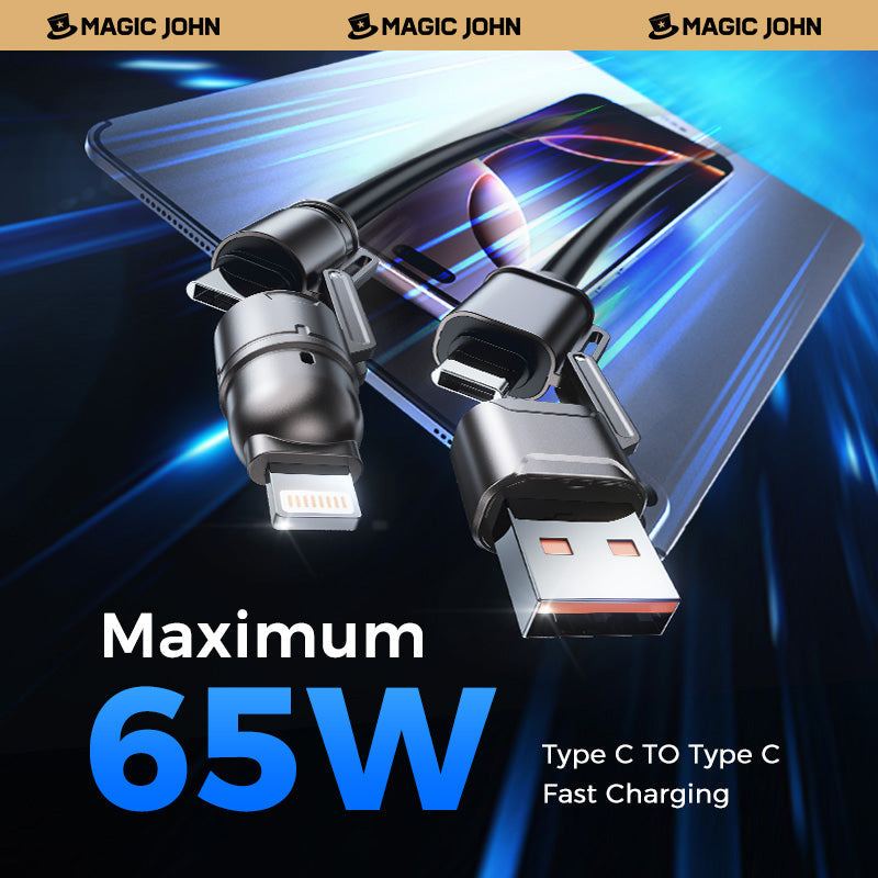MAGIC JOHN 4-in-1 USB Charging Cable 65W Fast Charging