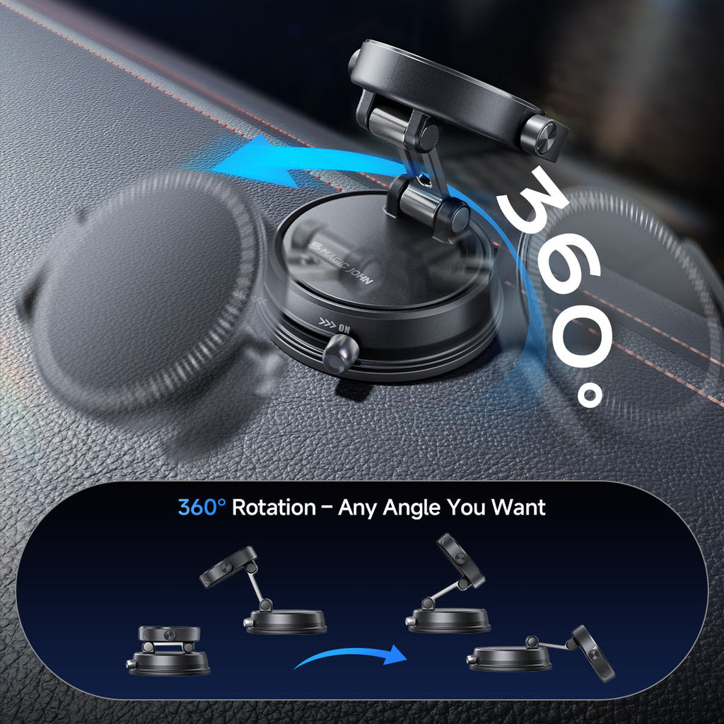 MAGIC JOHN 360° Adjustable Clip-On Car Magnetic Phone Holder