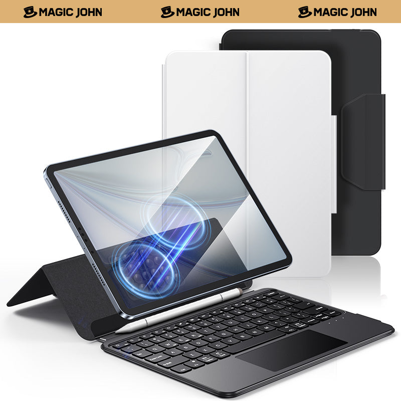 MAGIC JOHN Portable Bluetooth Magic Keyboard  Case with iPad 8''–11''