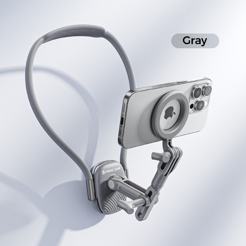 MAGIC JOHN Magnetic Neck Mount Phone Holder with 360° Adjustable & Wearable