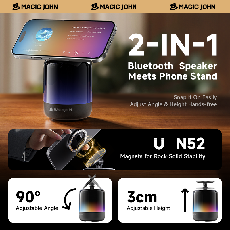 MAGIC JOHN Upgraded Bluetooth Speaker Phone Stand