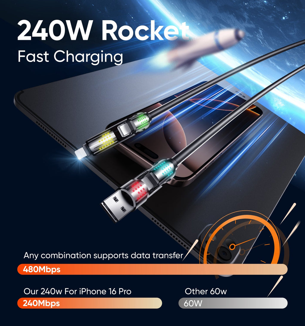 MAGIC JOHN 240W 4-in-1 USB Fast Charging Cable