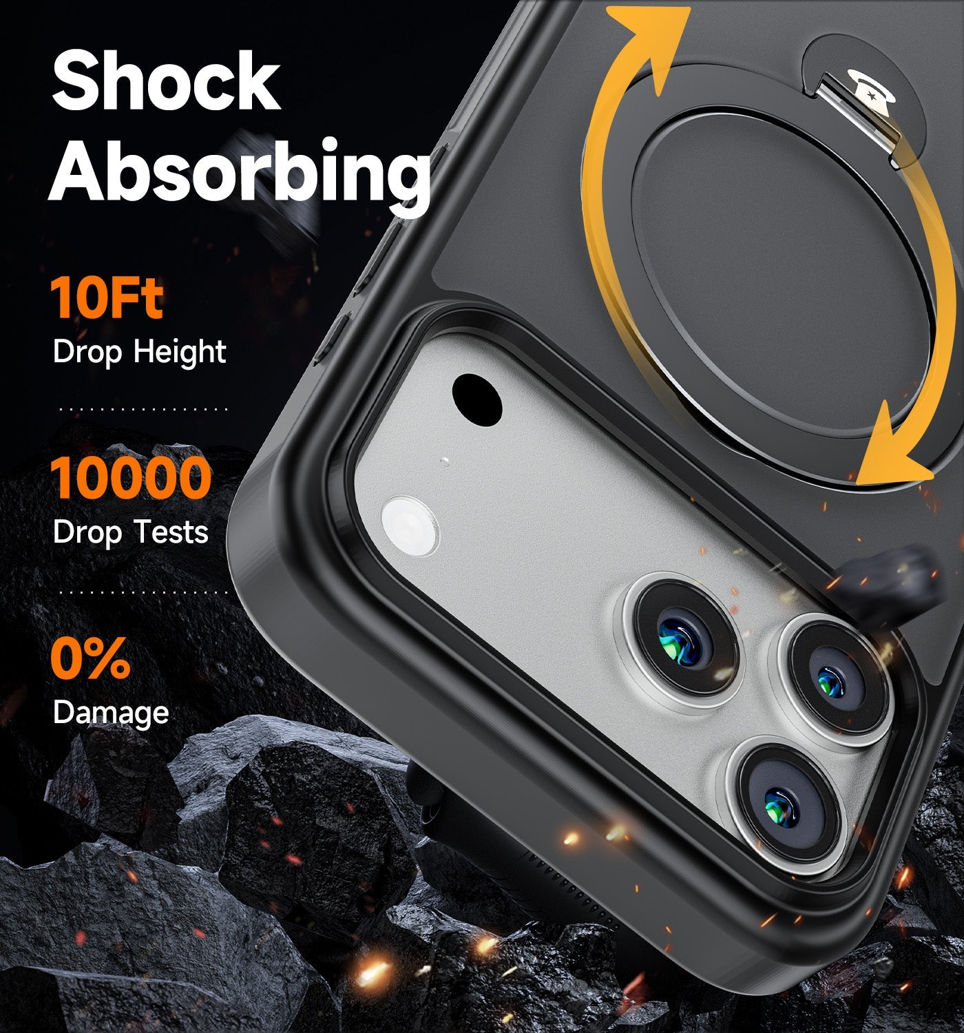 MAGIC JOHN 360° Invisible Magnetic Stand iPhone 17/ Air/ Pro/ Pro Max Case