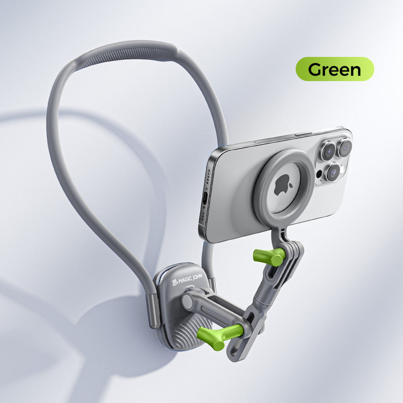 MAGIC JOHN Magnetic Neck Mount Phone Holder with 360° Adjustable & Wearable