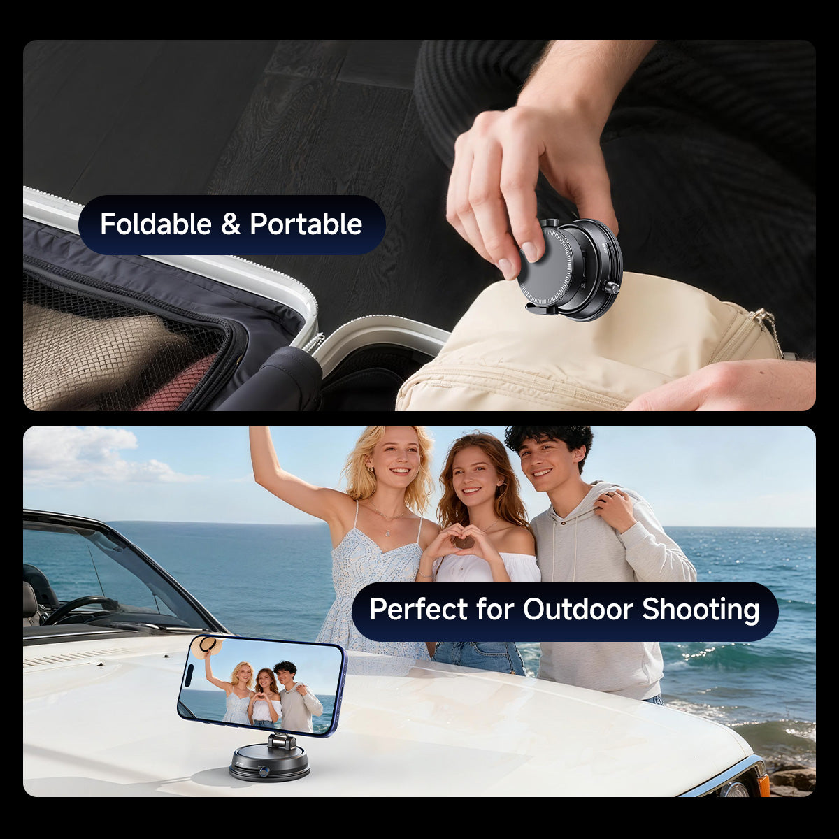 MAGIC JOHN 360° Adjustable Clip-On Car Magnetic Phone Holder