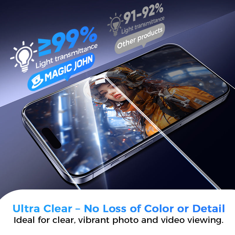 MAGIC JOHN 3rd Generation Screen Protector for iPhone 17/Air/Pro/Pro Max- Automatic Dust Free Eco-Friendly Protection