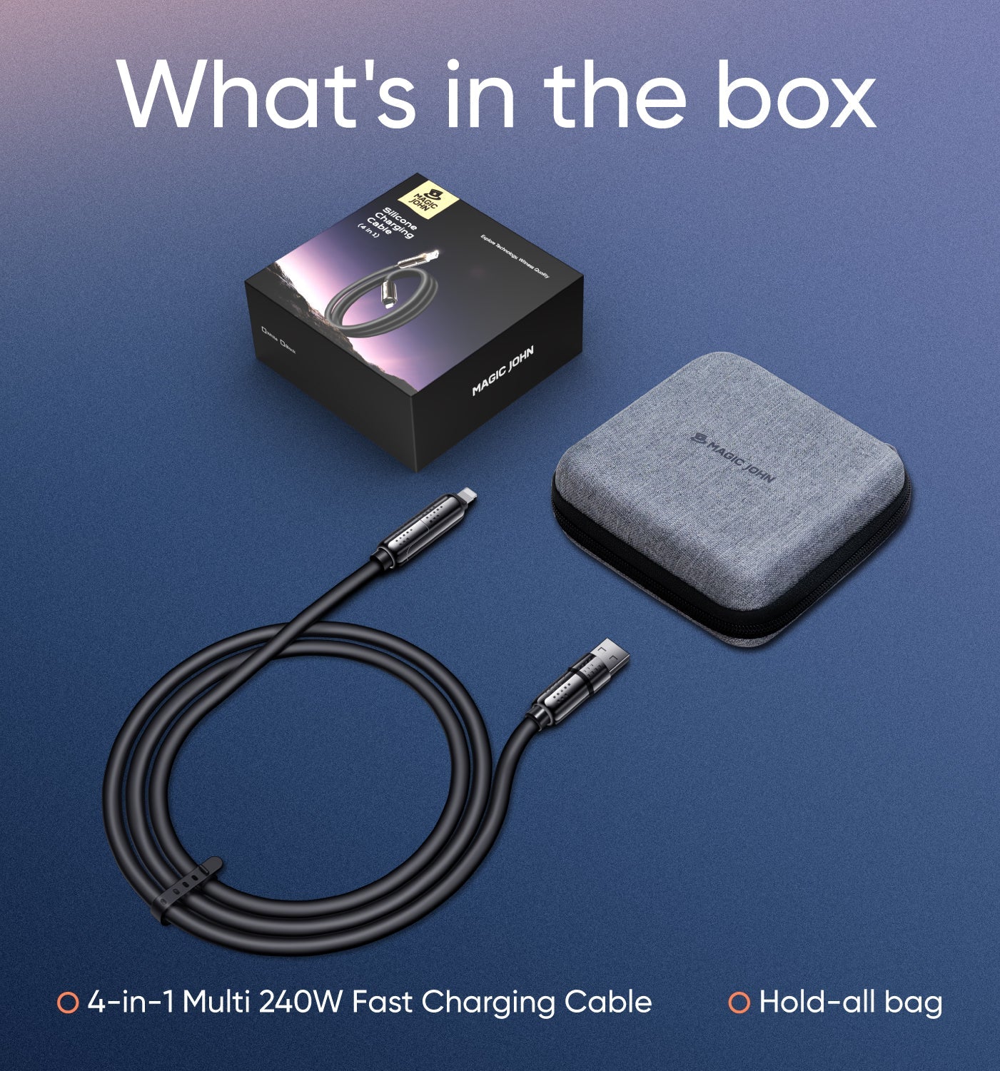 MAGIC JOHN 240W 4-in-1 USB Fast Charging Cable